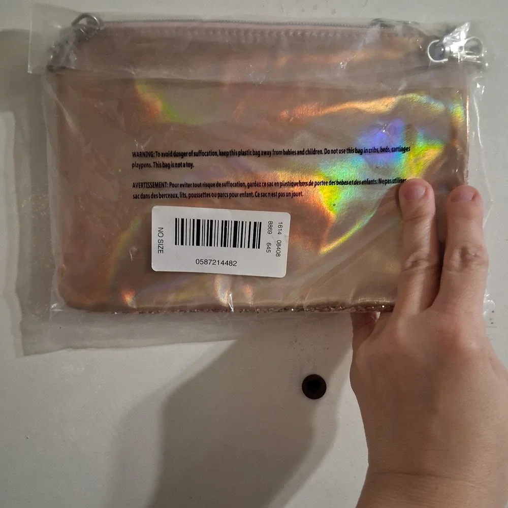 Vtg Y2K Justice Crossbody Purse Pink Silver Iridescent‎ Unicorn NWT